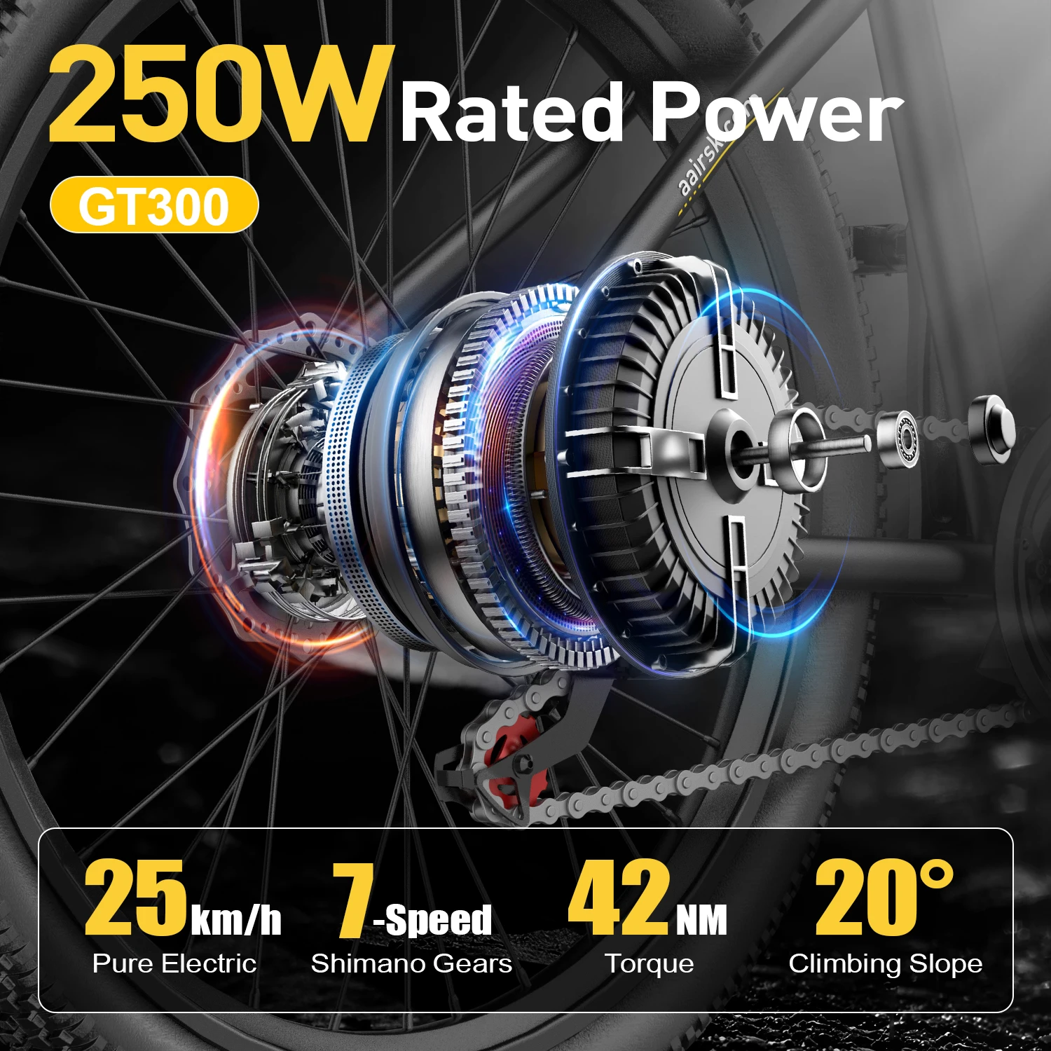 Bicicleta eléctrica de montaña de 26 pulgadas para adultos, motor sin escobillas de 250W, batería de 36V 10Ah 468Wh, hasta 40 millas de autonomía, bicicleta eléctrica de 25 km/h y 7 velocidades 6