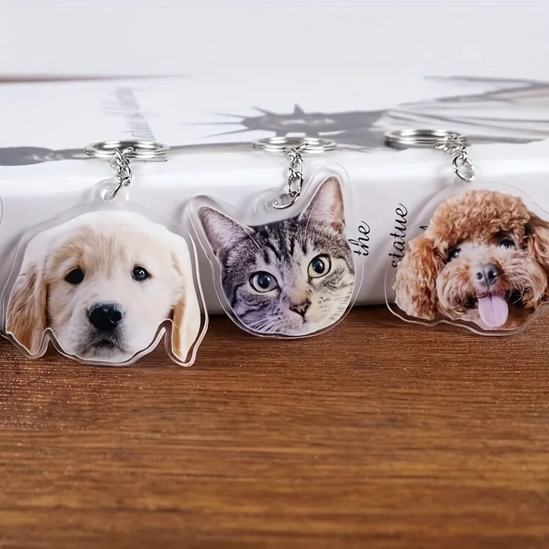 Flat Custom Pet Avatar Photo Keychain, Full-Body Pet Photo Customization, Personalized Pets, Custom Acrylic Accessories image 4