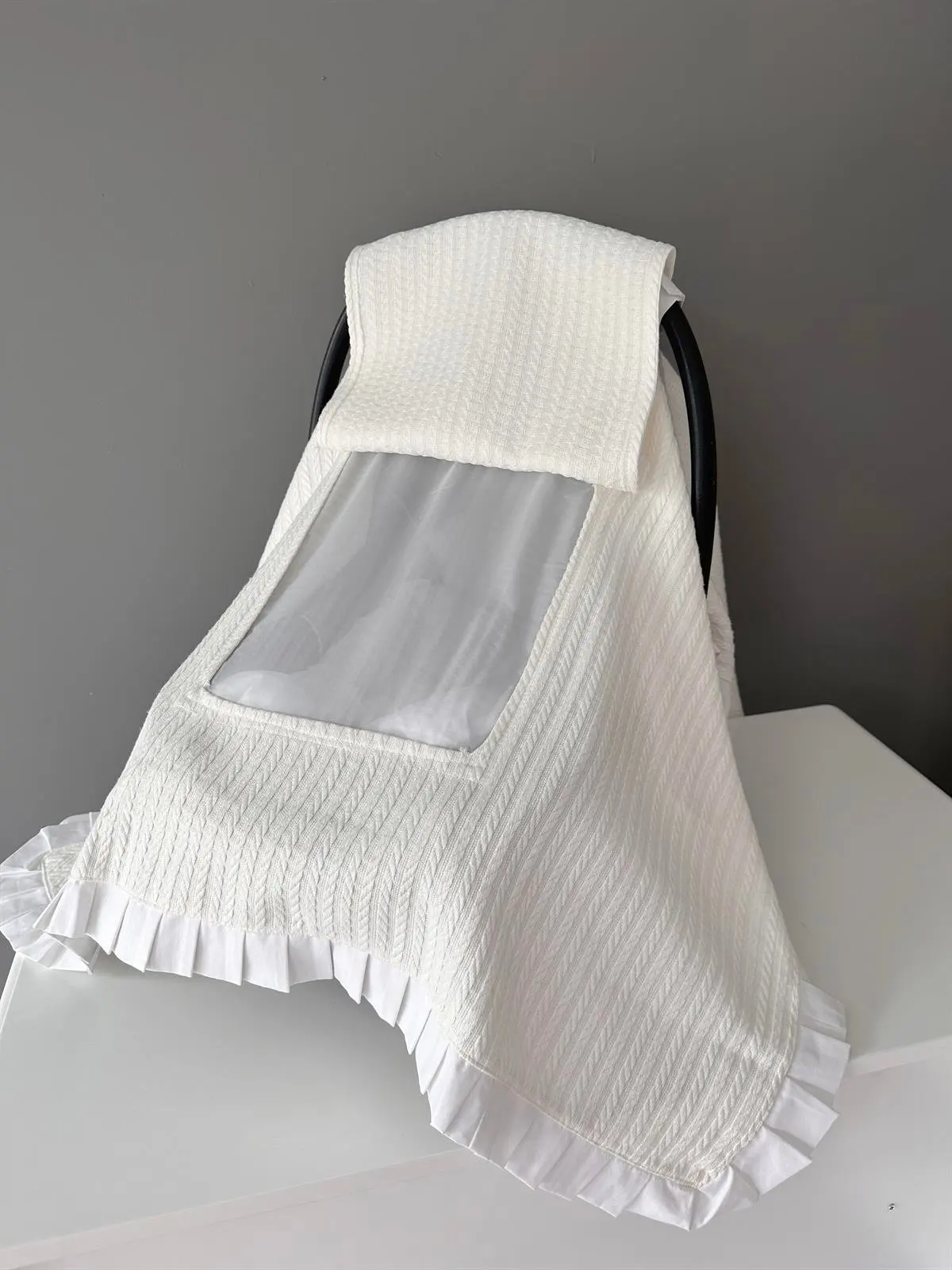 Handmade Knitted 100% Cotton Organic Fabric Window Stroller Cover