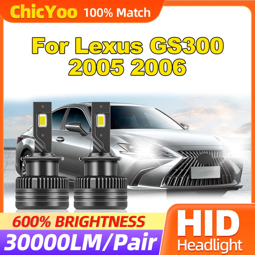 

30000LM HID Xenon Headlight Bulbs 120W High Power LED Car Lights 6000K White 12V Plug And Play For Lexus GS300 2005 2006