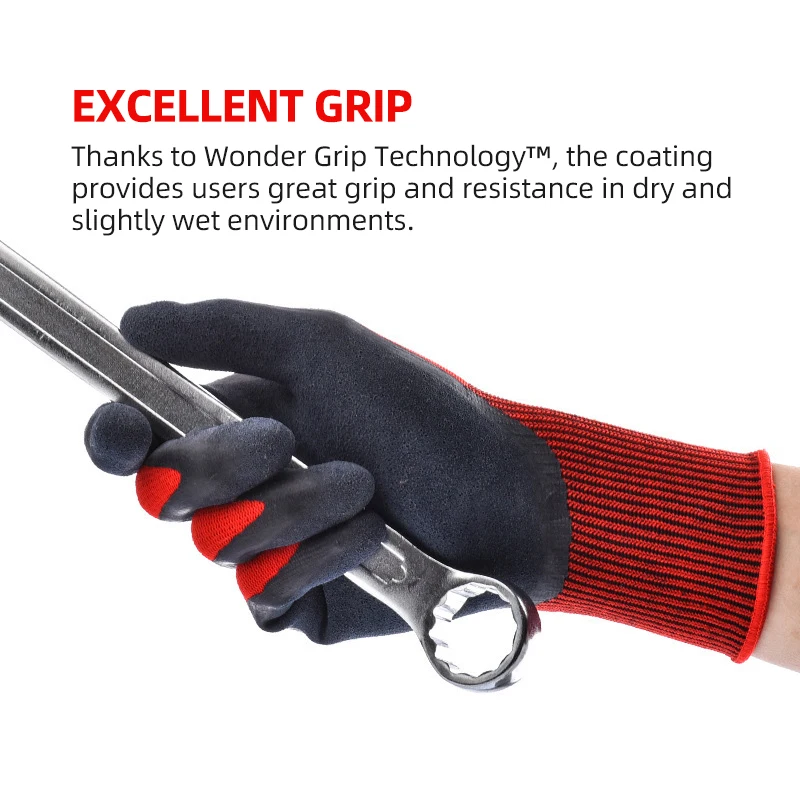 Wonder Grip-guantes de trabajo de seguridad General, 12 pares/24 piezas, doble revestimiento de látex, 15 calibres, forro de nailon, resistente a la