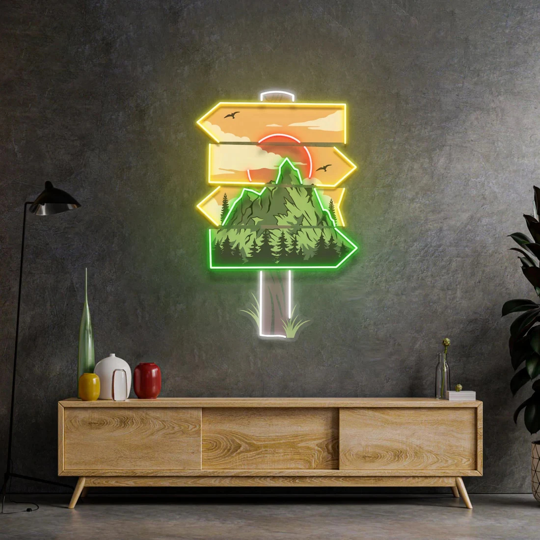 Imagem -04 - Lua Vermelha Florestal Neon Sign Pop Art Decoração para Casa Paisagem Neon Presentes para Family Office Wall Decor Estética Wall Art