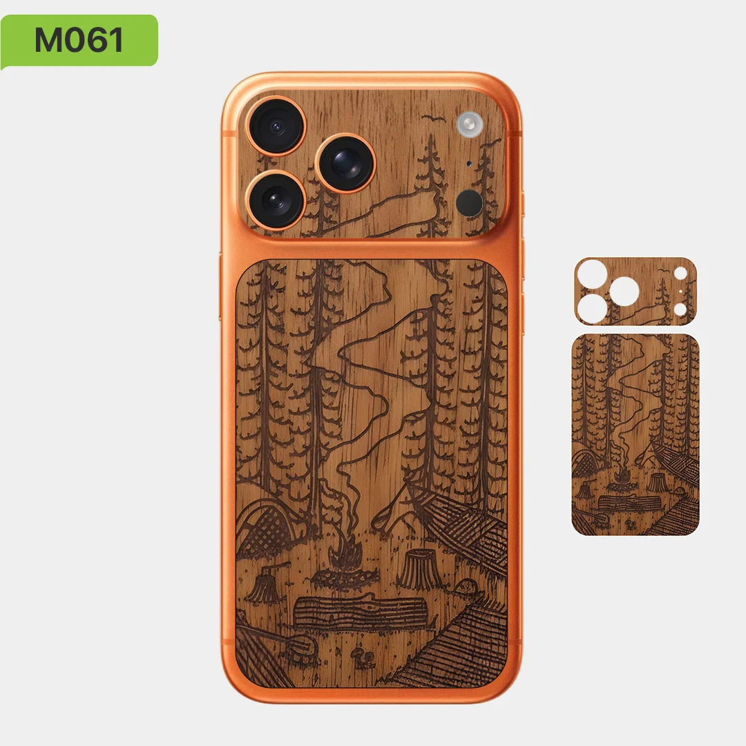 ملصق فينيل جلدي لهاتف iPhone 17 Pro max/iPhone 17 Pro، مجموعة خشبية من جلود Nexa، كاميرا وبطارية، BC0039 #1