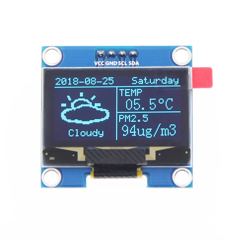 1.3 Inch OLED Display Module 1.3" IIC I2C SH1106 128X64 4Pin Blue/White OLED Screen Module for Arduino IDE/Raspberry Pi