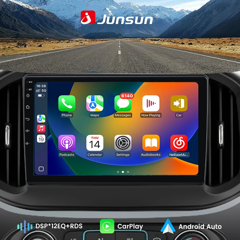 Junsun Android Bluetooth Car Radio Android Video Player For Chevy Colorado GMC Canyon 2015 2016 2017 2018 2019 Built In Wireless Carplay Android Auto GPS Navigation Bluetooth 5.0 4G LTE 5G WiFi AI Voice Control