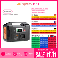 FlashFish E200 200W Portable Power Station 151Wh Lithium Battery 1x Pure Sine Wave AC220V Output for RV Camping Van