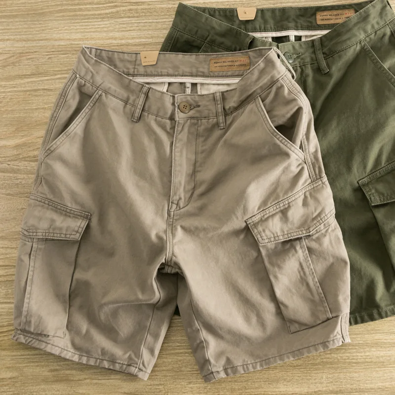 2023 Summer Men's Shorts Workwear Shorts Loose Straight Trendy Multi Pocket Casual Capris Cargo Shorts