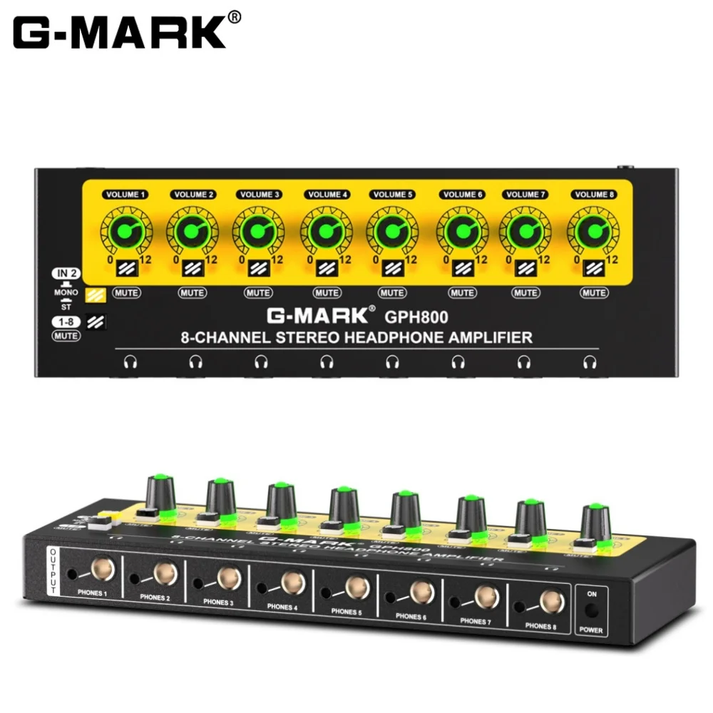 AMPLIFICADOR DE auriculares de 8 canales, AMPLIFICADOR ESTÉREO/mono con adaptador de corriente, actualización de Audio, G-MARK, GPH800