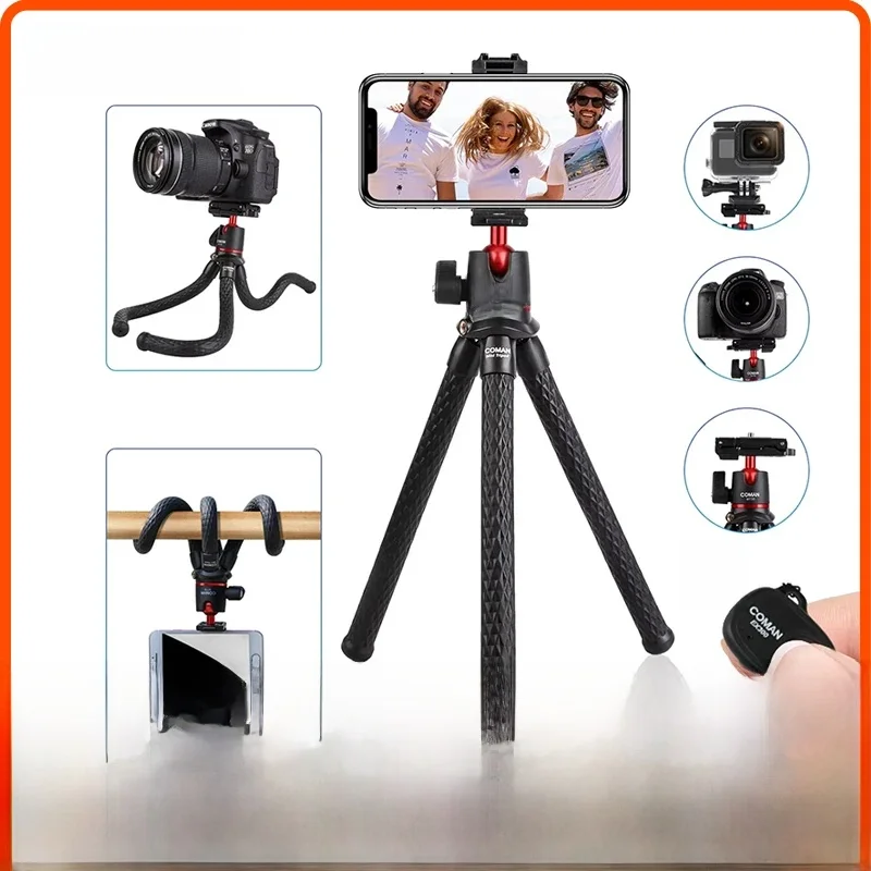 Statyw elastyczny COMAN MT-35 typu ośmiornica do smartfona, aparatu DSLR, statyw podróżny, przenośny statyw 2 w 1 ze śrubą 1/4 do magicznego ramienia — zdjęcie produktu 7