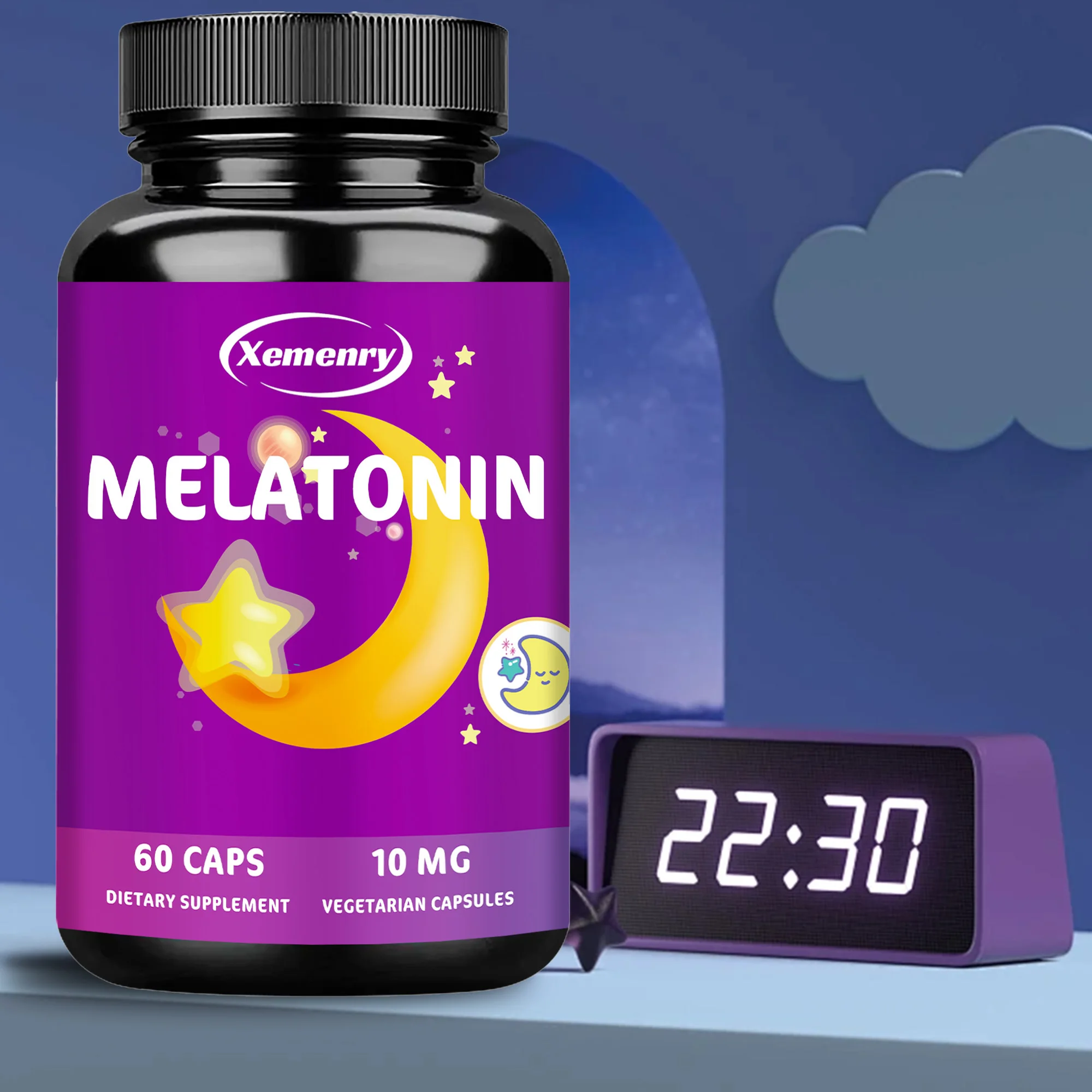 Melatonin Capsules - Improve Sleep Quality, Prolonged Sleep Cycle, Improve Insomnia, Relieve Stress and Anxiety - 60 Capsules