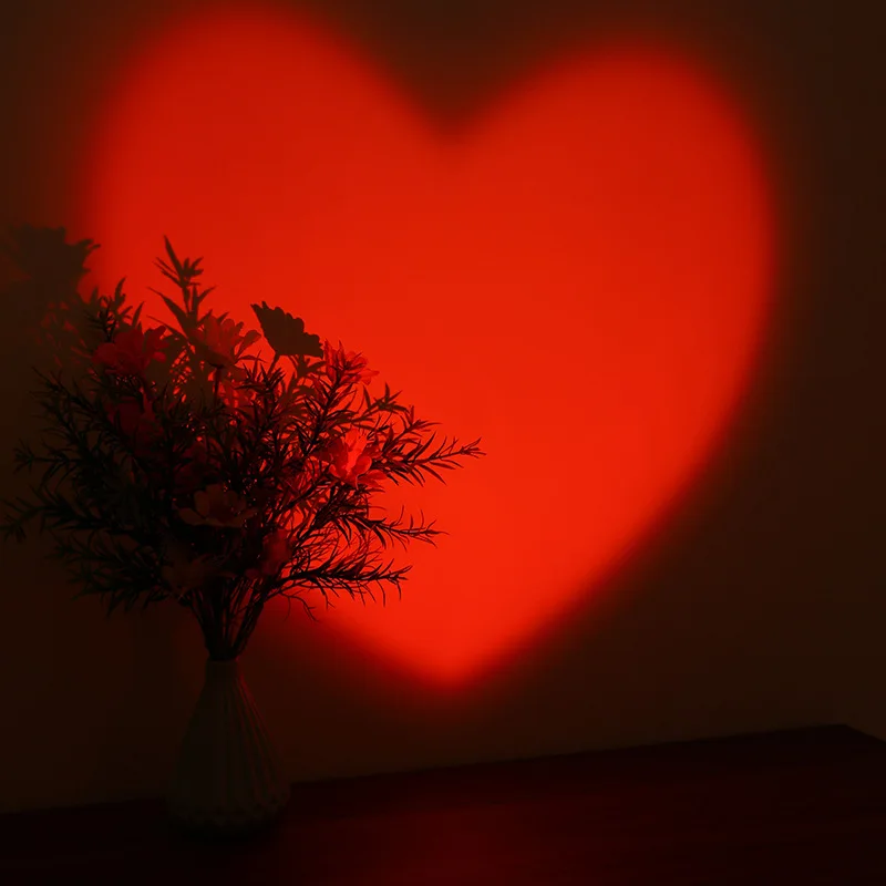 Heart-shaped Table Lamp Projector Sunset Lamp Ambient Night Light Photography Party Bedroom Xmas Room Home Decor