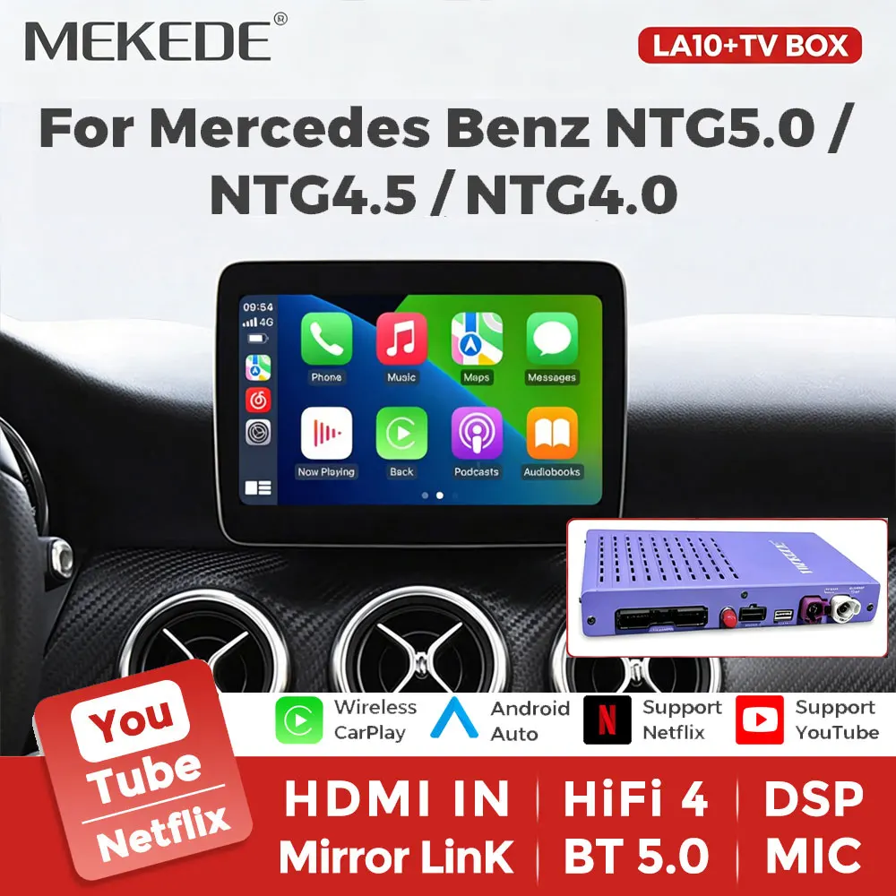 MEKEDE CarPlay AI BOX per Mercedes BENZ A B C E NTG5.0 NTG4.5 NTG4.0 SL ML CLS GL CLA CLS CLASS GLA GLS GLC GLE GLK Android Auto GPS DSP Hifi-4 Supporta Mirror Link Controllo Vocale Telecamera BT 5.0