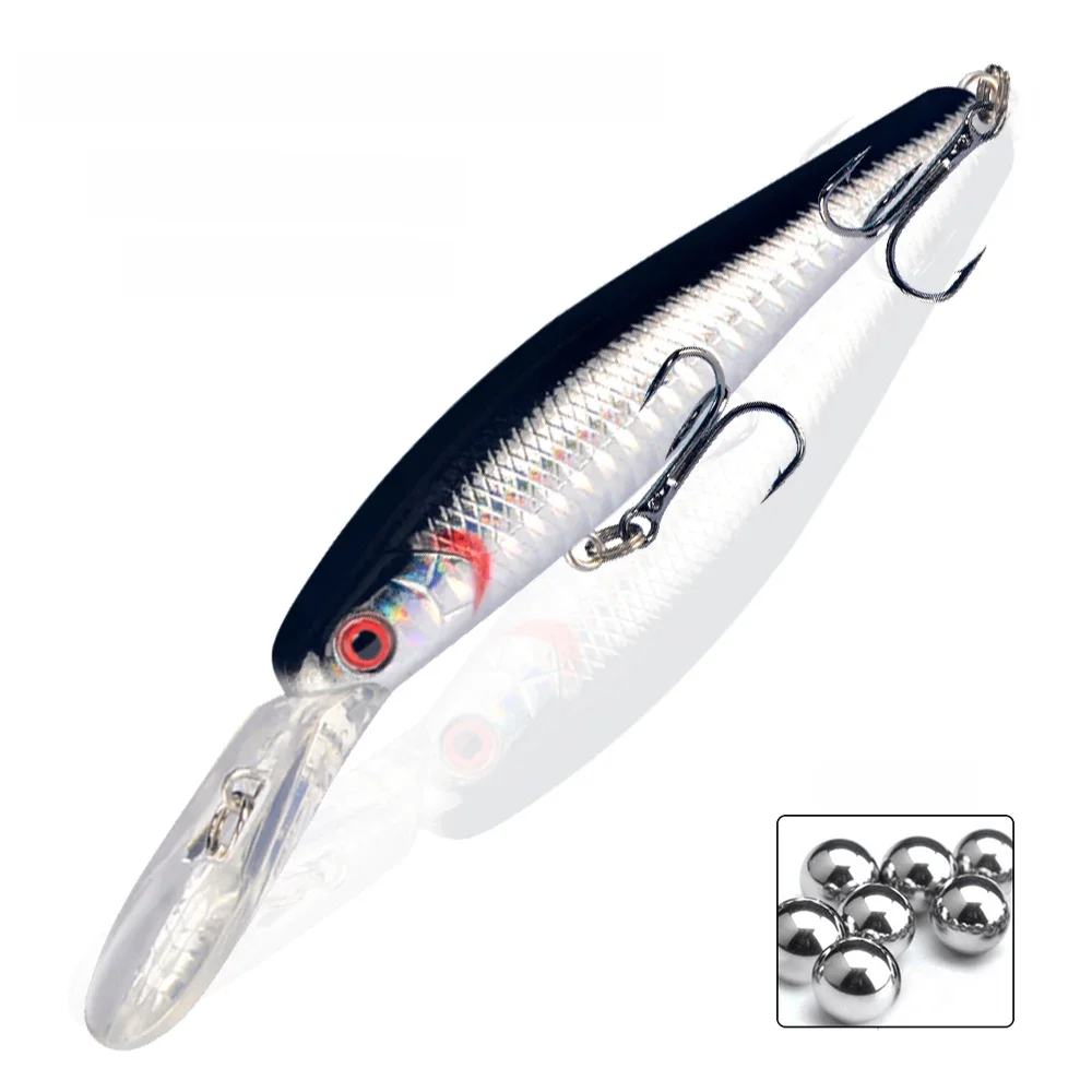 LINGYUE 1 sztuk Big Minnow twarde Crankbait 12.5 cm/14g Fishing Lure głębokie nurkowanie Wobbler 4 # Treble haki sztuczna przynęta Pesca H076 — zdjęcie 2