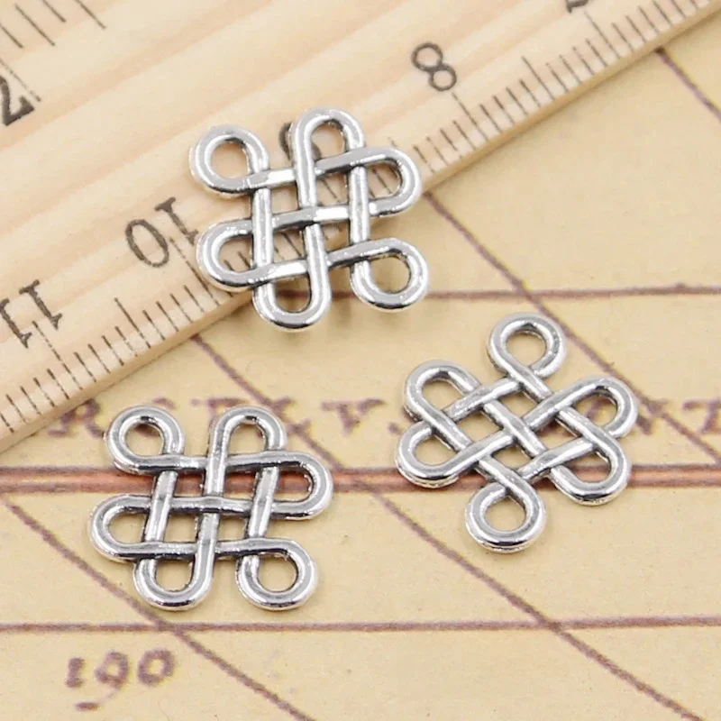30 sztuk Charms chiński węzeł złącze 17x14mm tybetański srebrny kolor wisiorki antyczna biżuteria Making DIY Handmade Craft — zdjęcie 2