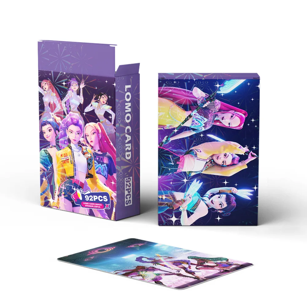 

92pcs kpop Demon Hunter Girl Group LOMO Cards with Stickers - Double Sided HD Photo Collection, HUNTR/X Anime Trading Game Colle