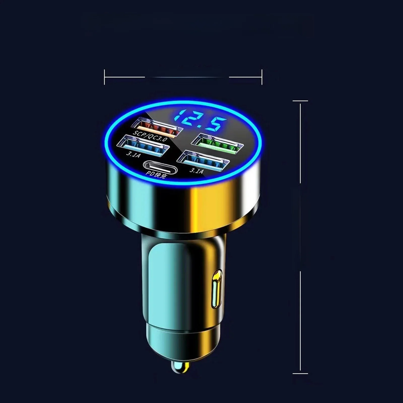 Chargeur de voiture LED 250W, 5 Ports, adaptateur de charge rapide, Type C PD, Mini chargeur de téléphone de voiture pour iphone Samsung Huawei Xiaomi