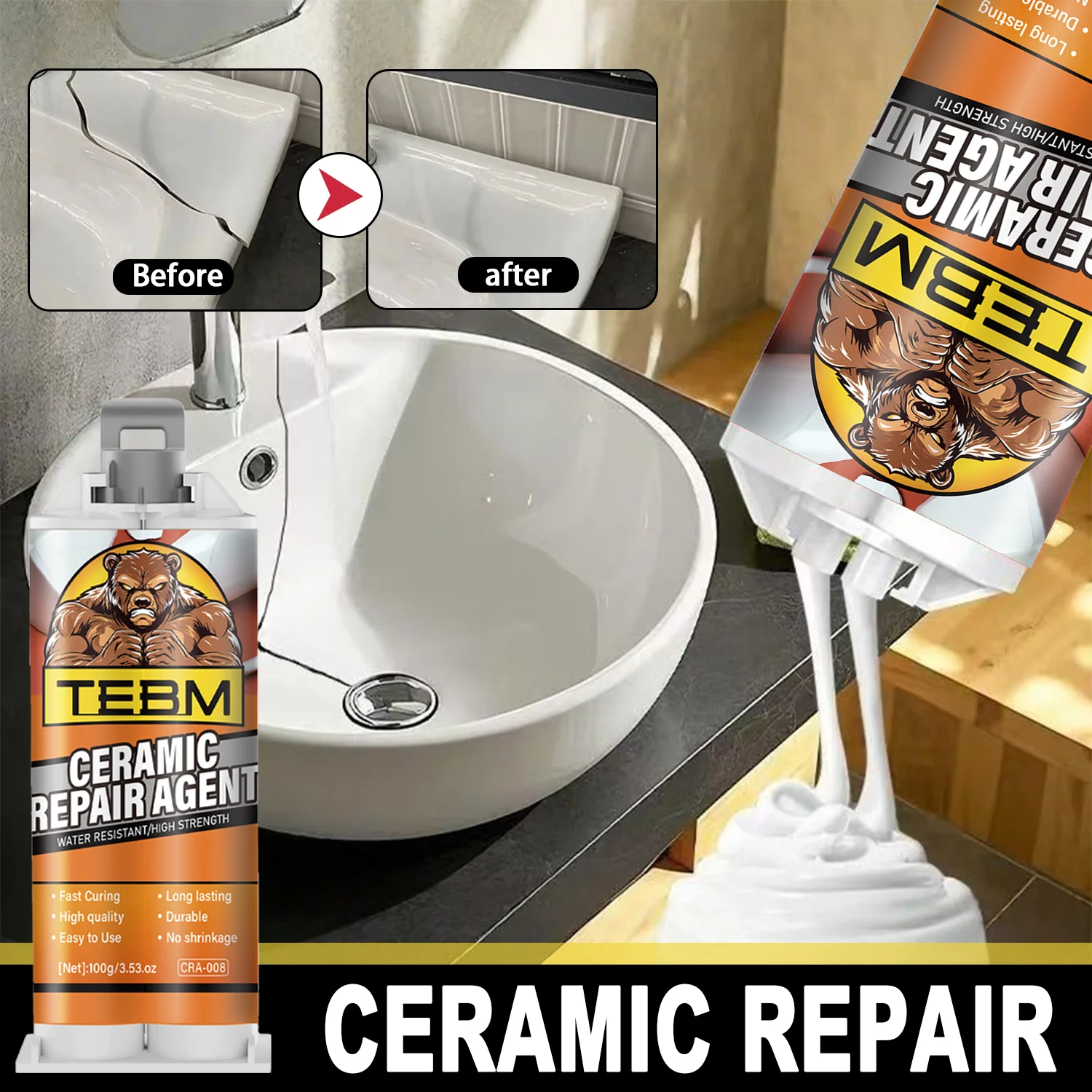 100g Ceramic Repair Adhesive For Floor Tiles Toilet Bowls Washbasins And Tiles Leakage Cracks And Damage Repair Compound