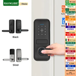 RAYKUBE P13 Tuya BLE cerradura de puerta biométrica inteligente con huella dactilar cerradura electrónica Tuya App Set huella digital/contraseña/desbloqueo de tarjeta