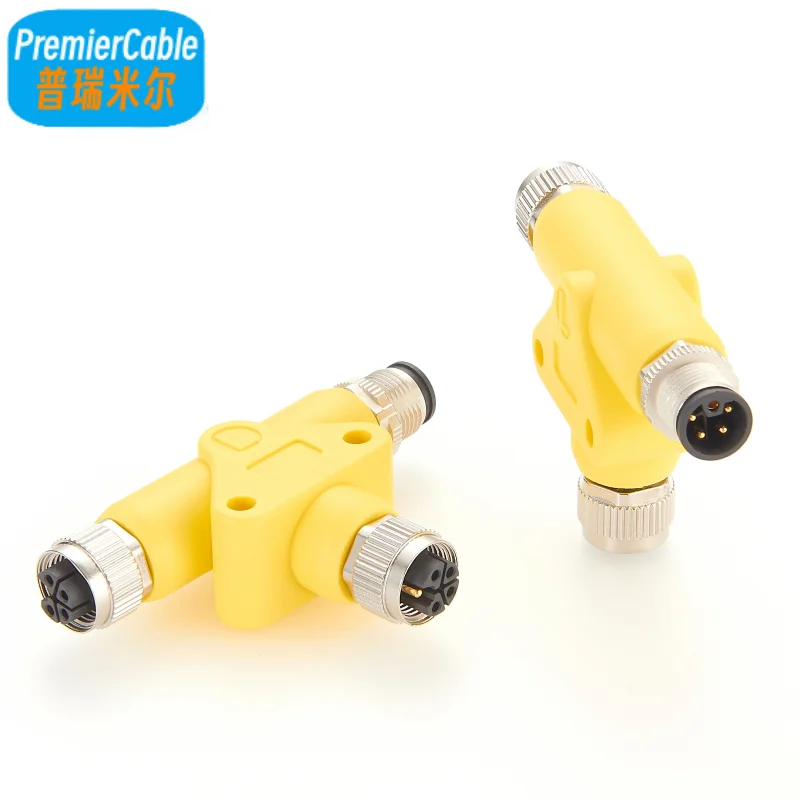 T coupler M12 L Coding parallel distribution Power Extension Cables Field Wired 5 Pin 3 Ways Coupler Industrial Circular Sensor