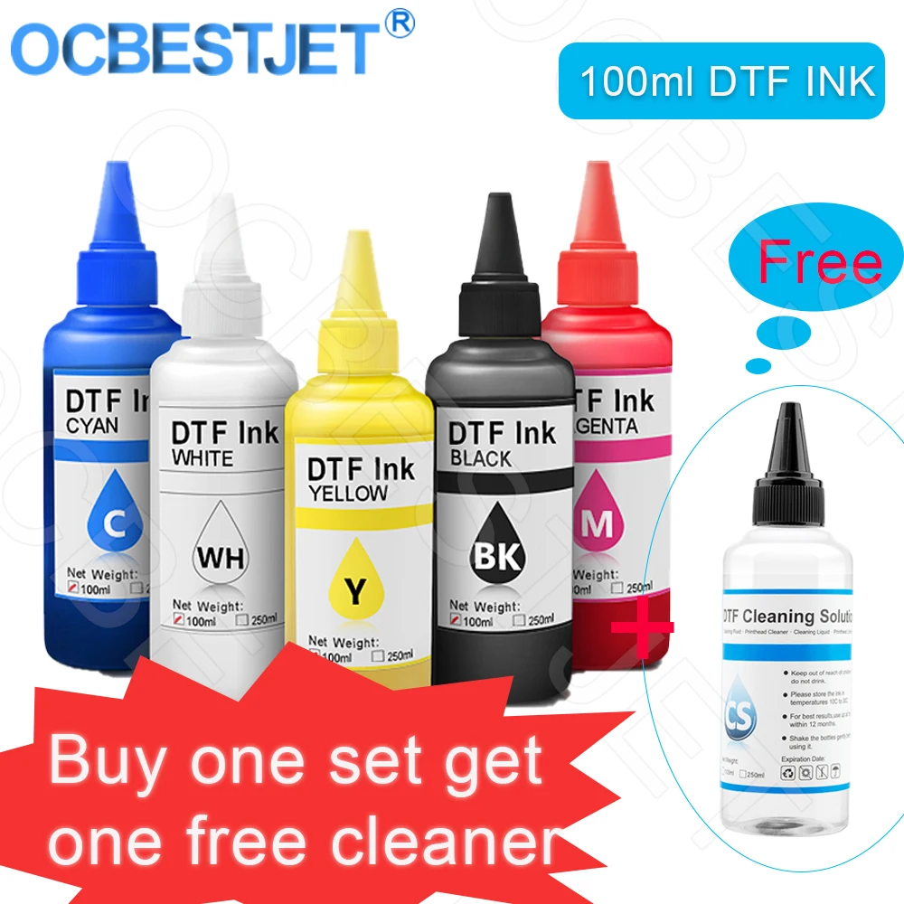 100ML*5 DTF Ink Kit For T-shirt Transfer Printing For Epson L805 L1800 XP-15000 XP-600 XP600 TX800 3880 7880 7890 P600 P608 P800