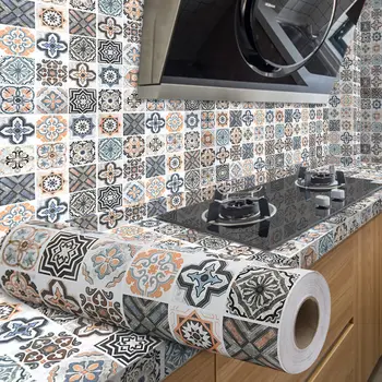 ملصقات حائط ذاتية اللصق للمطبخ مقاومة للزيت ، ورق حائط من الفينيل ثلاثي الأبعاد مقاوم للماء ، بلاط حمام ، أثاث الخزانة ، 40 *