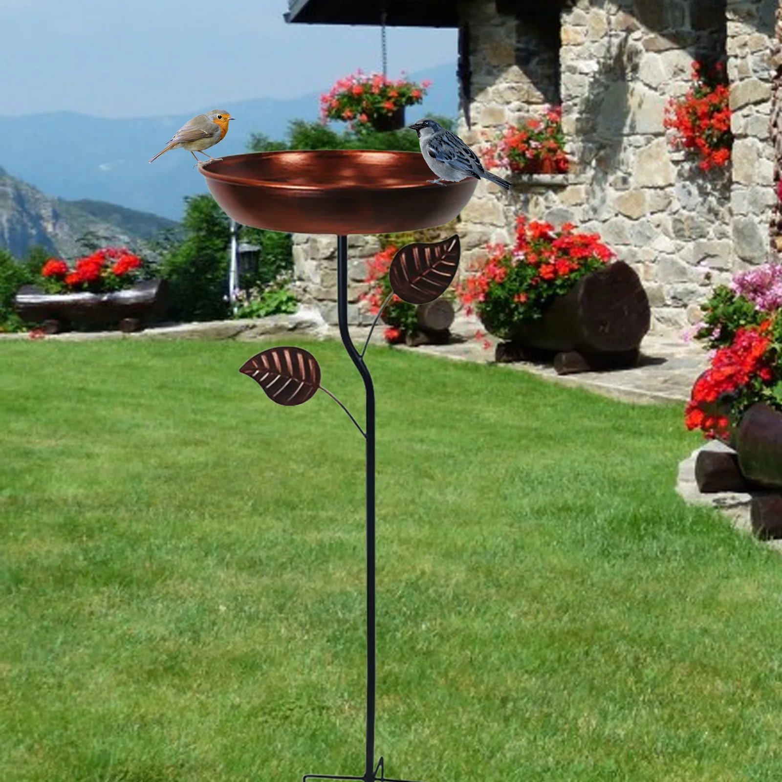 

Bird Bath Gifts Metal Waterer Tray, Spacious Bird Feeder Accessory, Garden Backyard Decoration Bowl Outdoors Patio Bird Lovers