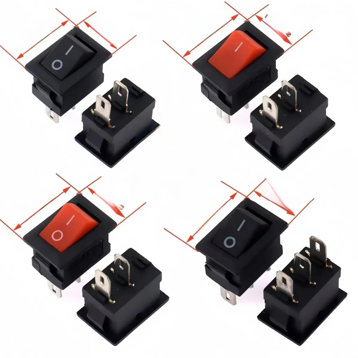10 SZTUK 3-pinowy 2-pinowy 3A 250V 10*15mm Czarny przycisk przełącznika kołyskowego ON OFF AC 10X15 Mini przełączniki kołyskowe zasilania — zdjęcie 2