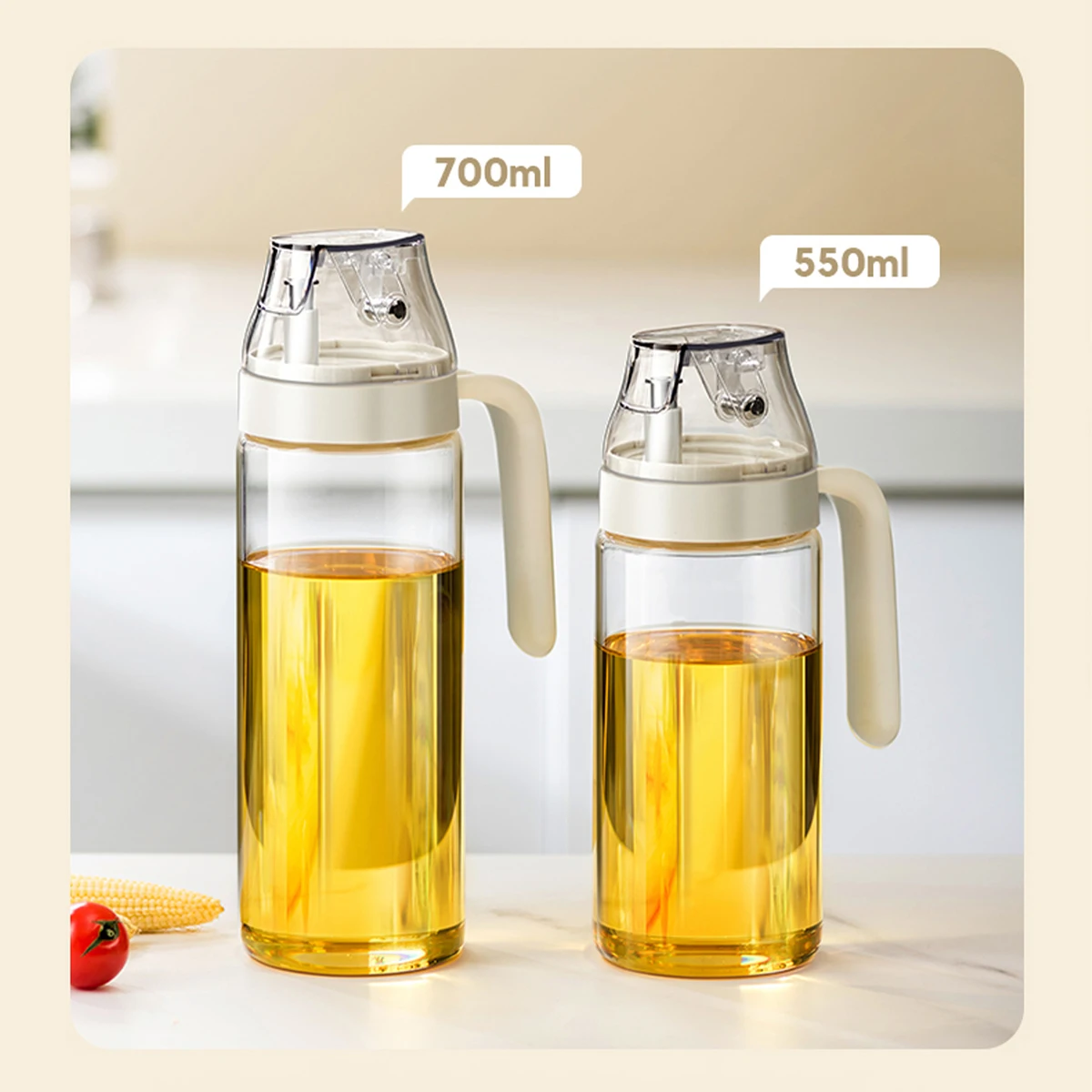 WMMO Olive Oil Dispensers Bottle Auto-Flip Glass Container Leakproof Non Stick Oil Vinegar Dispenser Syrup Bottle For Kitchen