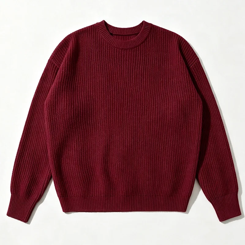 Neuer Herren-Strickpullover in Unifarben für Frühling und Herbst, Lässiger Modischer Pullover mit Gerippter Textur, Langen Ärmeln und Rundhalsausschnitt – Detail 17