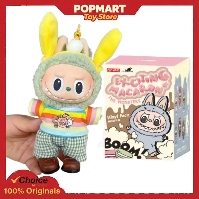 

POP MART LABUBU V1: Кукла в наряде в стиле тайского макарона, оригинальная фигурка, одежда в комплекте, коллекционная игрушка-сюрприз (бластер)