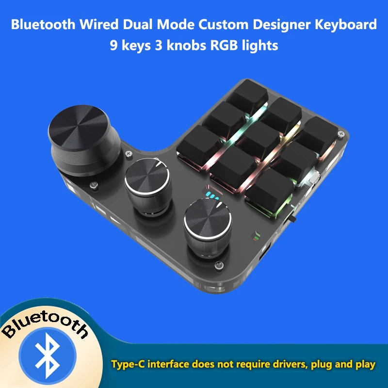 

Bluetooth mechanical keypad designer custom clips customized hot-swappable one-handed macro shortcut copy and paste