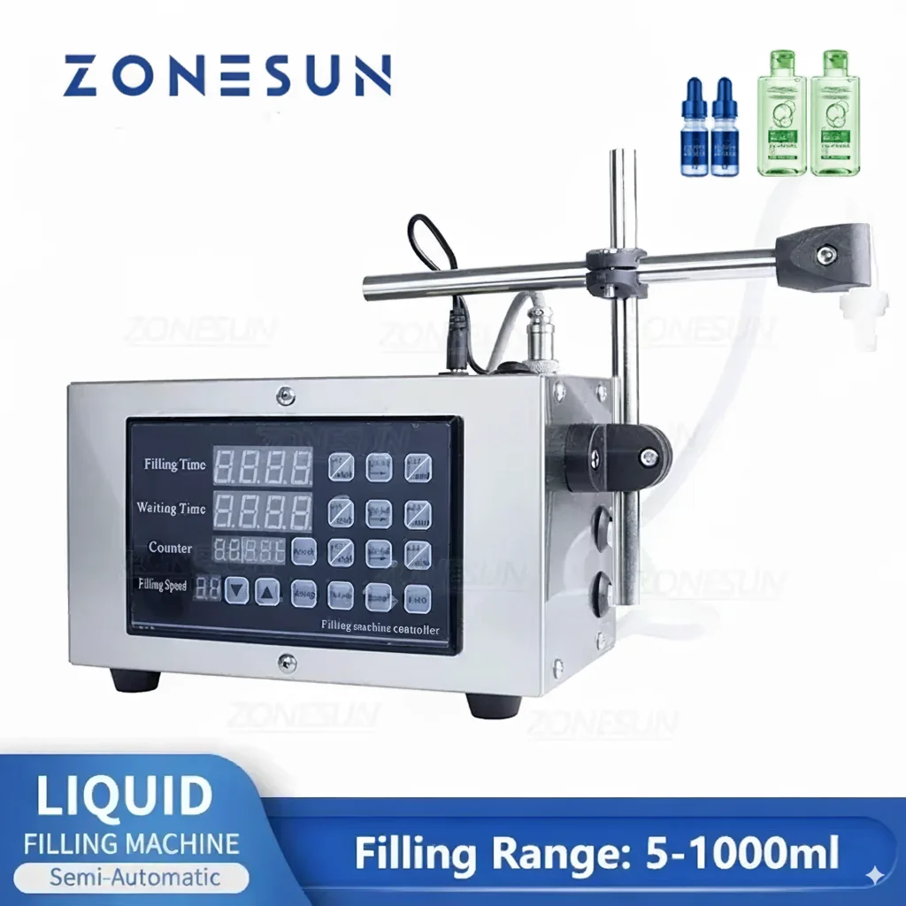 

ZONESUN GFK-280 Полуавтоматическая машина для розлива жидкостей Наполнитель мембранного насоса для напитков и косметики