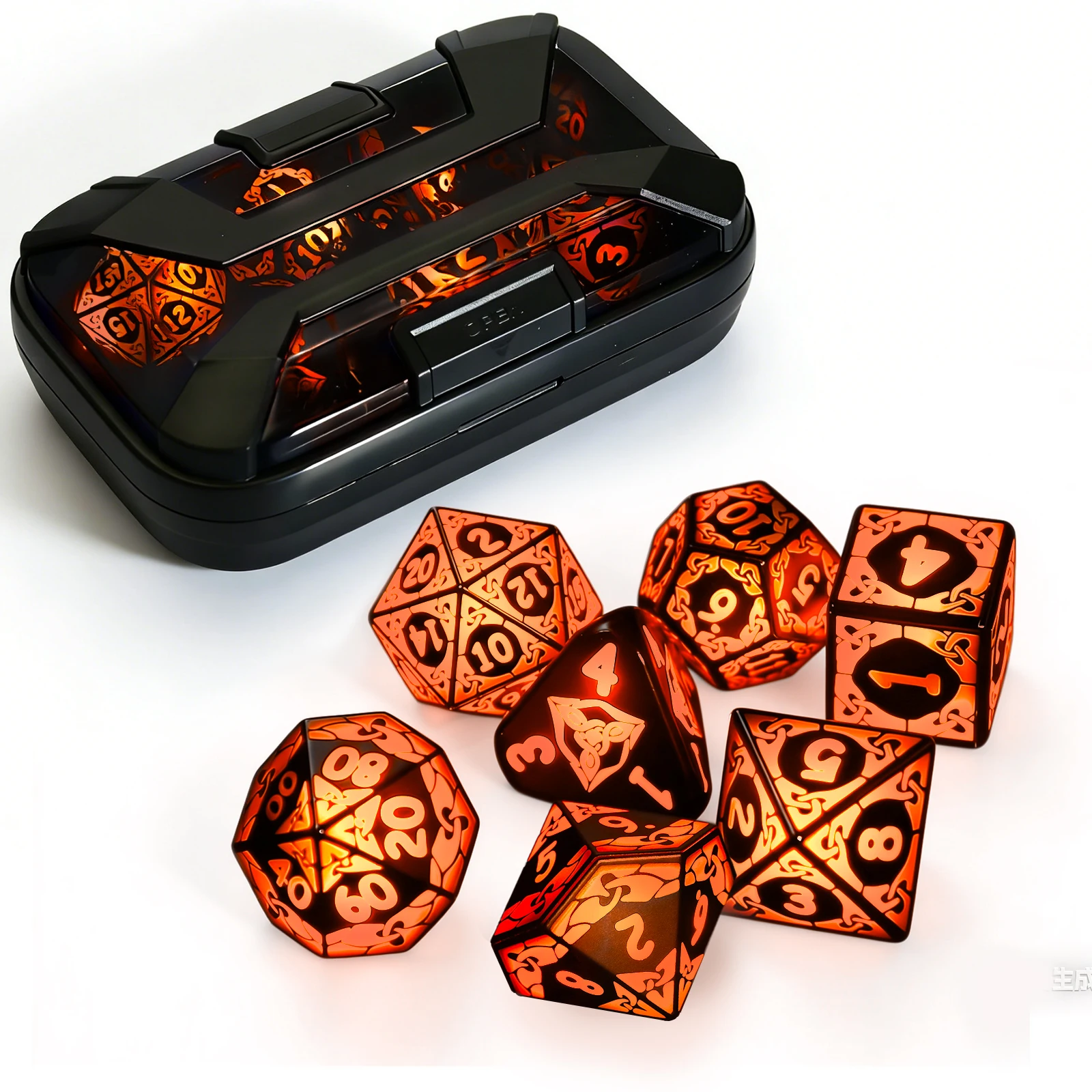 orange-light-up-dice-rpg-glowing-led-dice-set-rechargeable-dnd-dice
