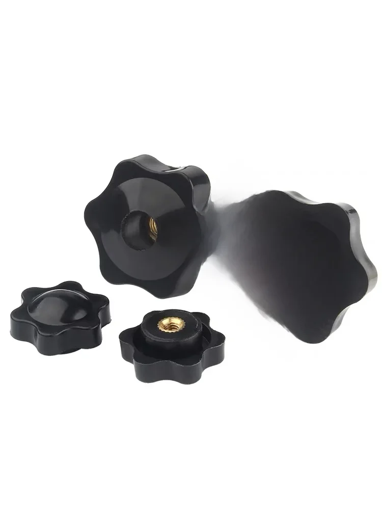 Poignée hexagonale en plastique cinq étoiles, trou traversant en forme de fleur de prunier, poignée hexagonale en caoutchouc et bois, vis M4 M5 M6 M8 M10 M12 1 pièce