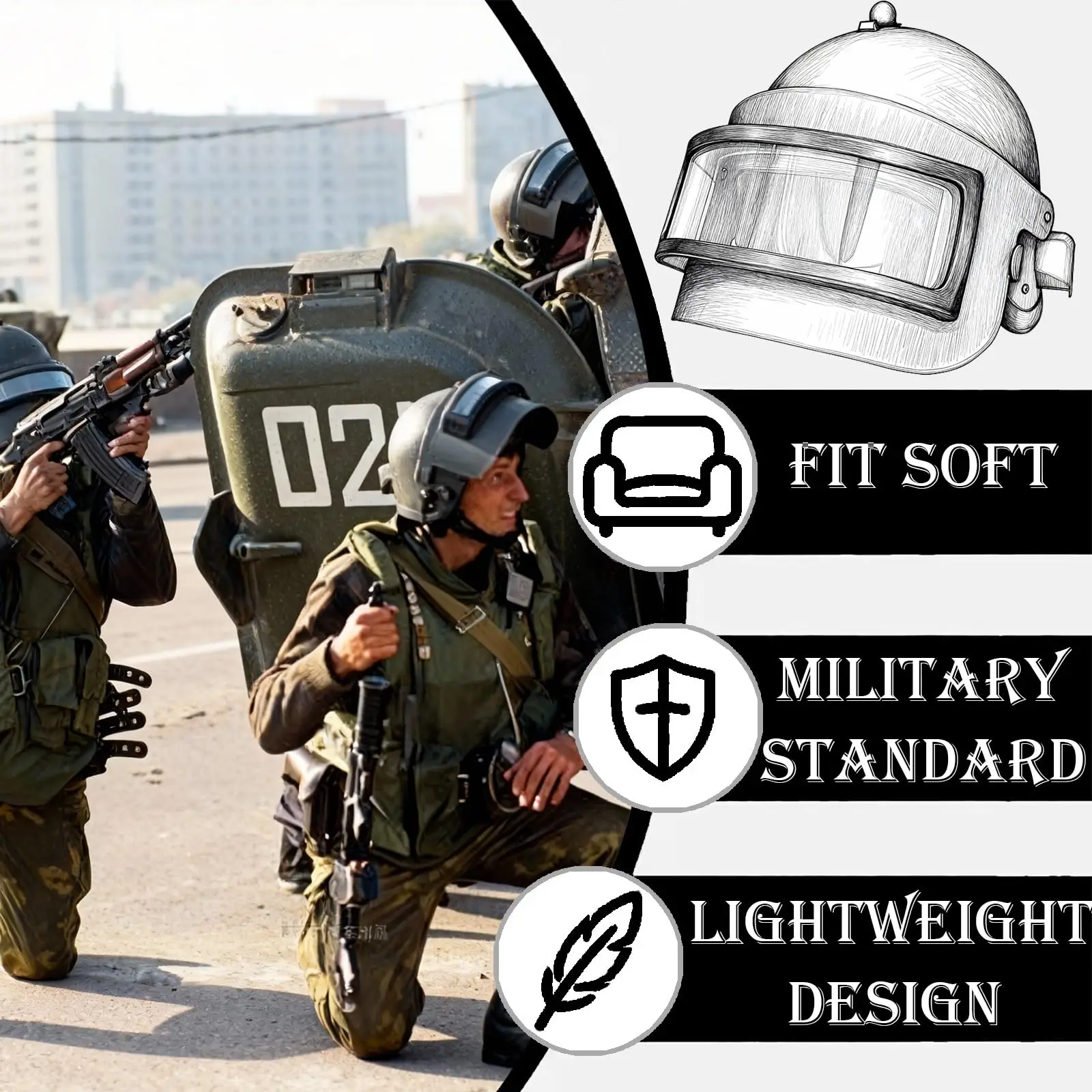 Russian K6-3 Helmet Replica, Adjustable Airsoft Bump Tactical Helmet for Paintball Field Cosplay CS Training Fighting Defense