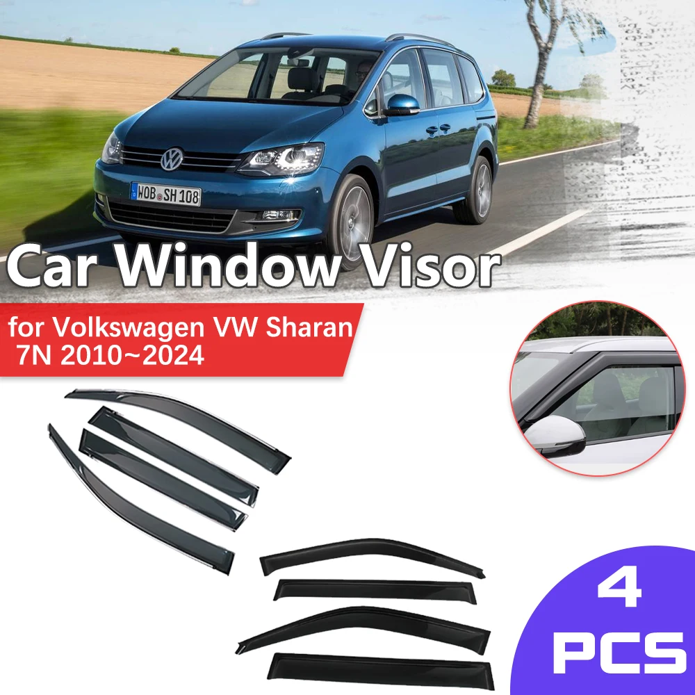 

Car Window Visor for Volkswagen VW Sharan 7N 2010~2024 Rain Eyebrow Shelter Vent Awning Smoke Deflector Guard Cover Accessories