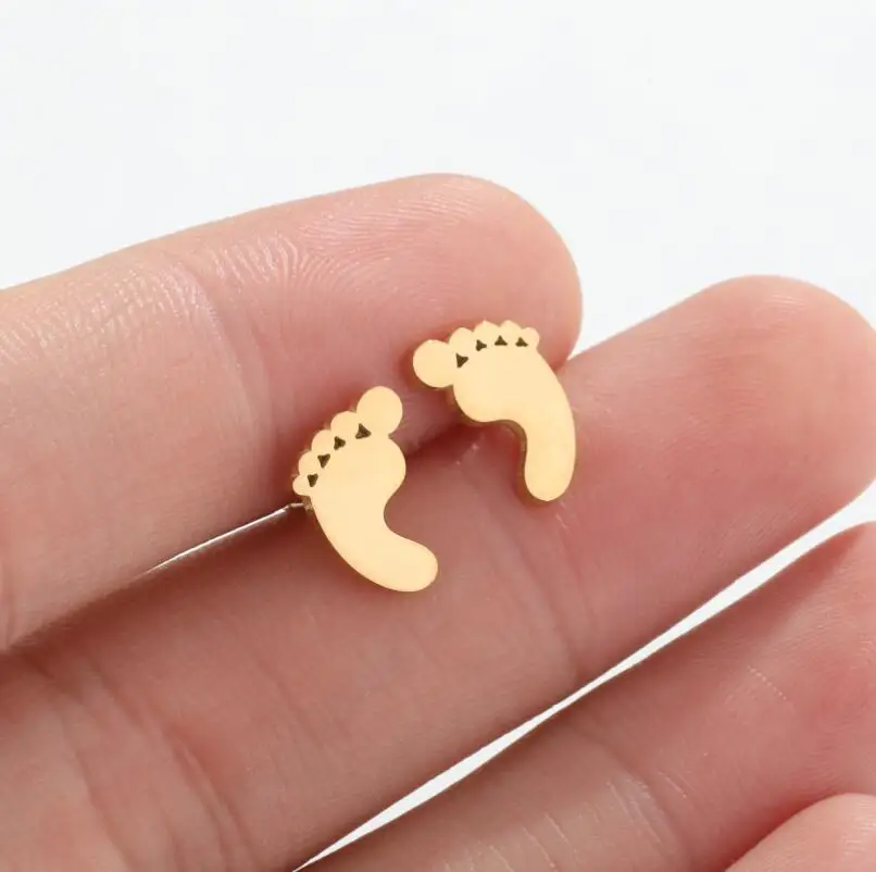 Mini Footprint Stainless Steel Women Multiple Earrings Birthday Gifts Girl Earring Fashion Jewelry Pendientes Acero