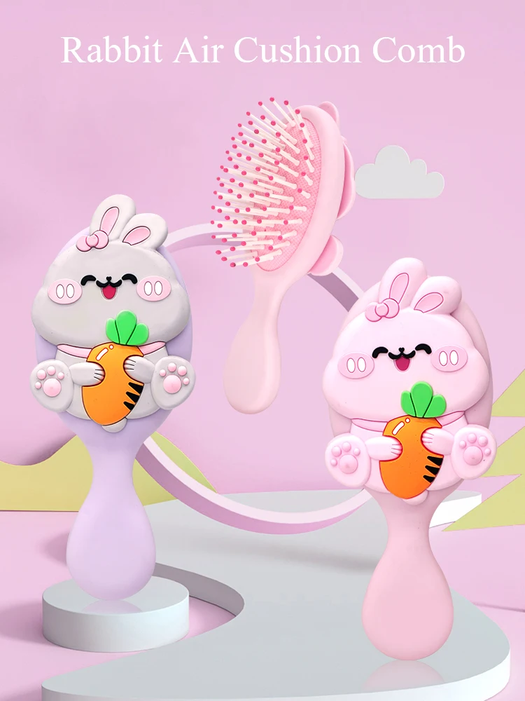 Cute Portable Air Cushion Massage Comb Brush Cartoon Comb Foldable Comb Anti‑Static Hairdressing Tool