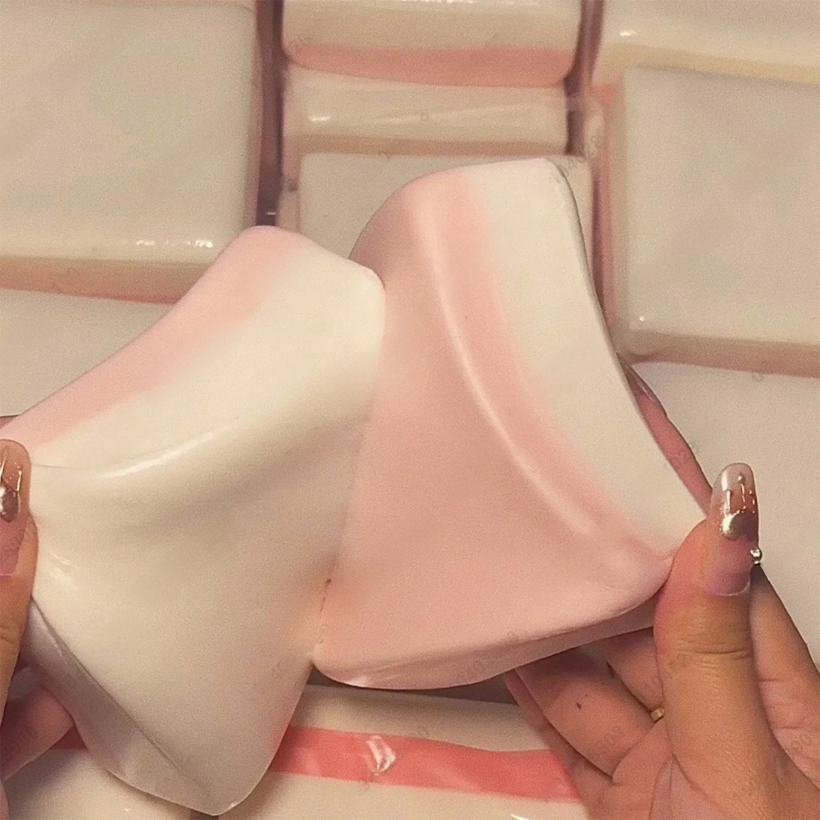 Gâteau de riz collant Double face Squishy, gâteau de riz rose à montée lente, gâteau à rebond lent, pain, libération du Stress, cadeau relaxant pour les mains