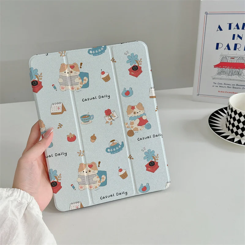 Cute Flower kitten Tablet Case For iPad Pro 2024 10 Pro 11 inch iPad Air 6 5 4 10th 10.9 7 8 10.2 9.7 Air3 10.5 inch mini 6 5 4
