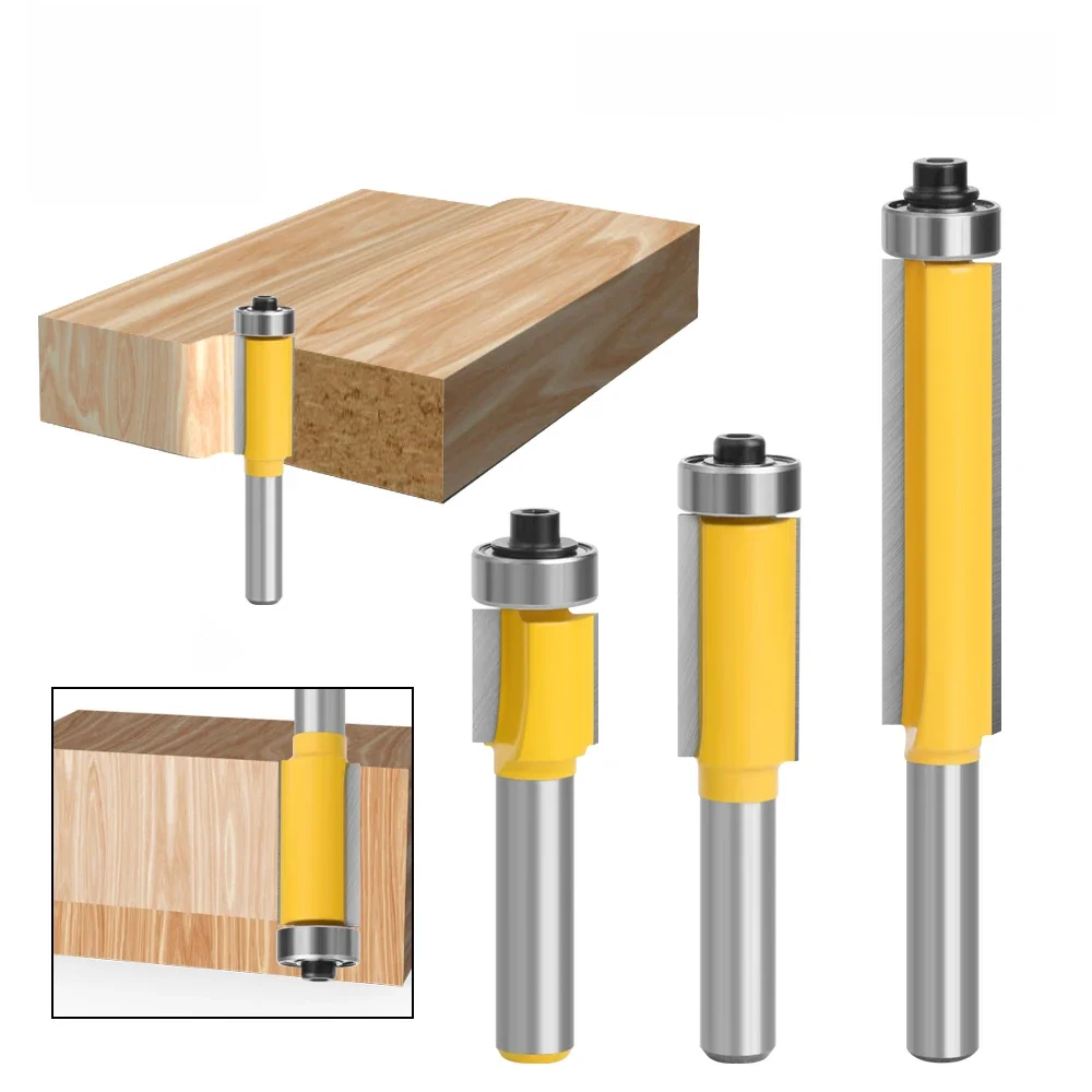 LAVIE-Lâmina Longa Flush Guarnição Router Bit com Rolamento, Carboneto de Tungstênio Fresa, Madeira