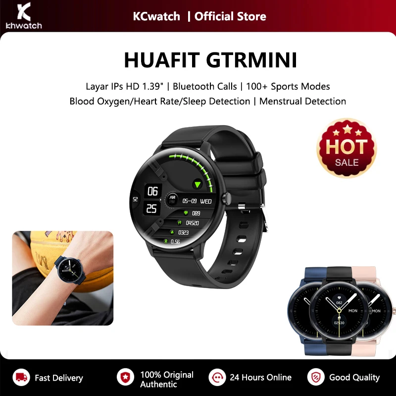 KHwatch رجل الساعات رقيقة جدا 1.39 "شاشة كبيرة بلوتوث دعوة IP67 الرياضة مقاوم للماء الساعات ساعة رقمية لصبي في سن المراهقة GTRMINI