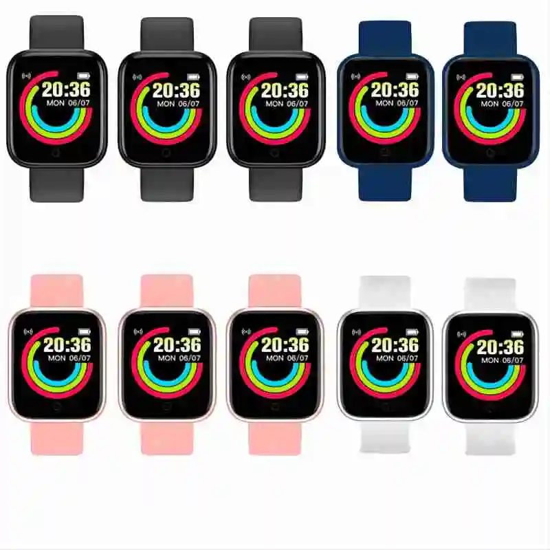 Wholesale 10 Pcs D20 Smart Watch Macaron Mixed Color APP FitPro USB Plug-in Charging Custom Picture Wallpaper Smartbracelet Y68