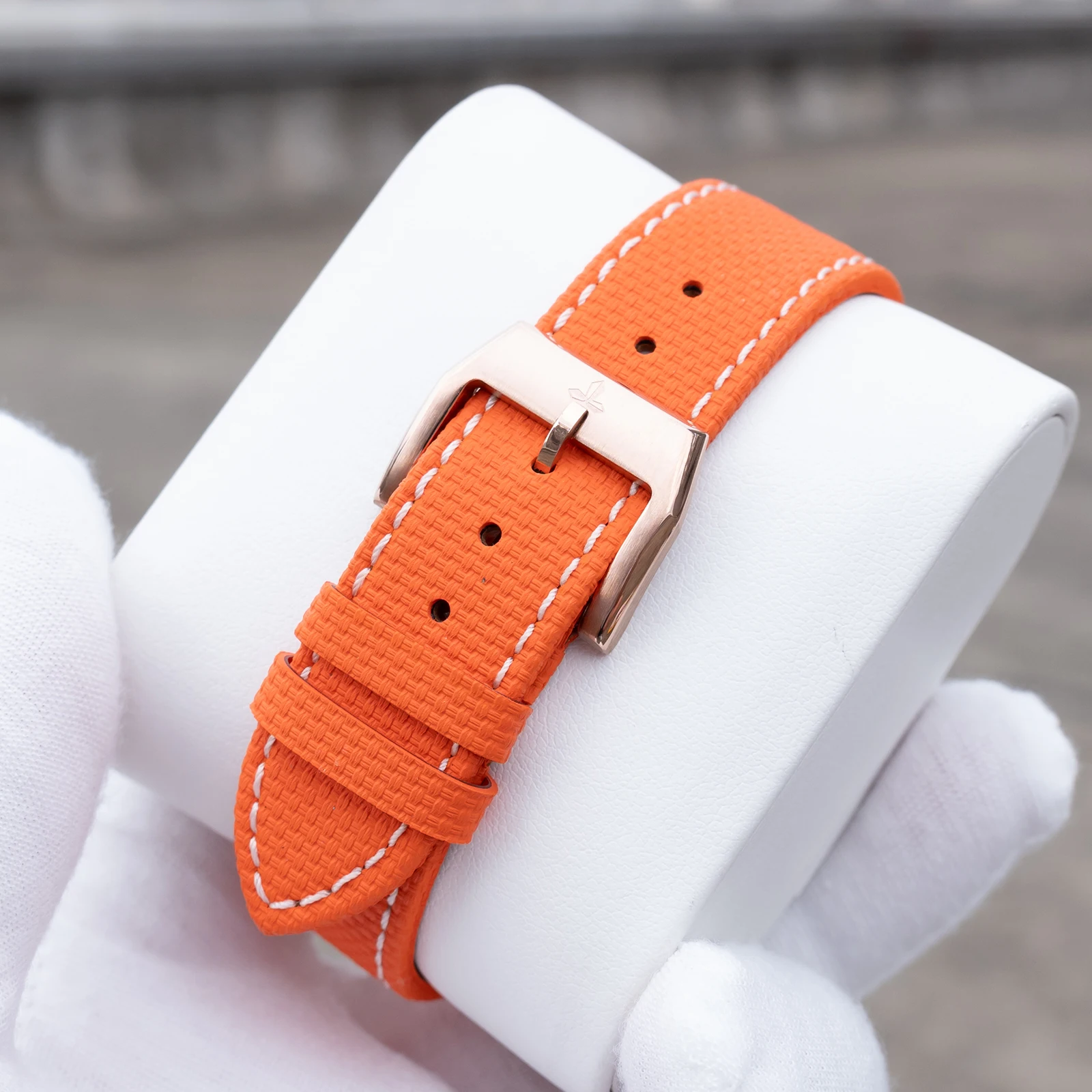 ريف النمر الفاخرة رجالي ارتفع الذهب ساعة مربعة مع تاريخ مضيئة البرتقال حزام من الجلد 50 متر مقاوم للماء الميكانيكية Relojes RGA 2015