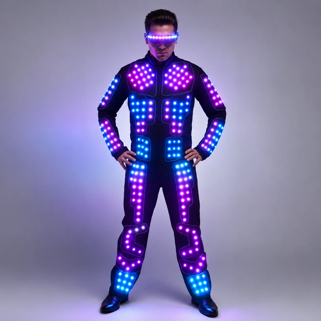 Full Color LED Robot Suit Stage Dance Costume Tron RGB Light up Stage Suit Outfit  Jacket Coat