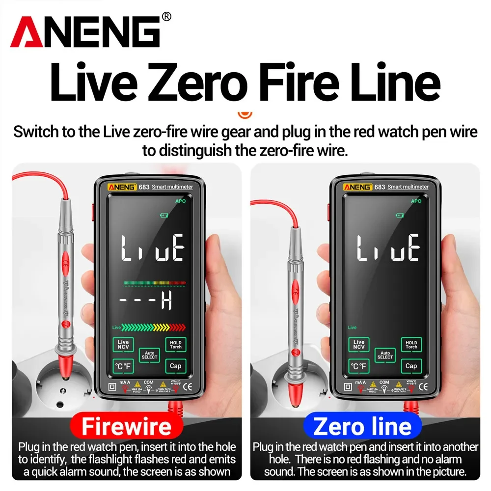 Aneng 683 pro multímetro digital de alta qualidade toque 6000 contagens recarregável dc testador de tensão medidor de corrente ohm ferramenta de