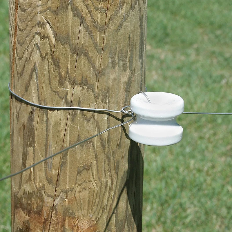 10PCS White Procelain Round Reel Electric Fence Insulators High Voltage Animals Wire Poly Tape Corner Post Ceramic Insulators