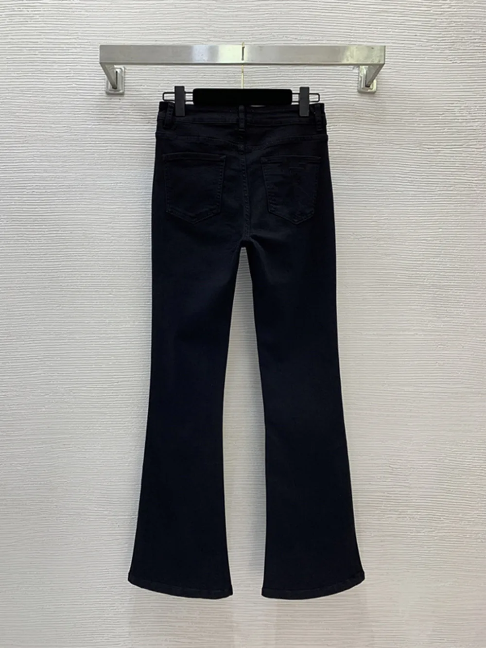 

Women's new washed denim elastic cotton slim fit hip lifting micro flared jeans pants with waist belt included