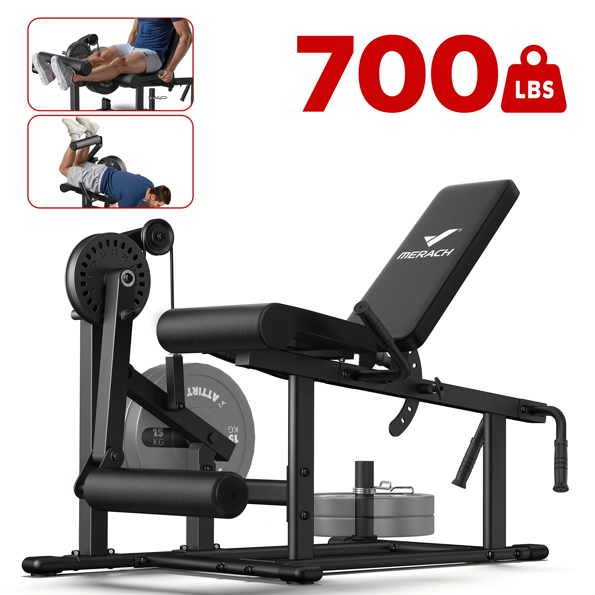 Home Gym Quad - MERACH 2-in-1 レッグエクステンション＆レッグカールマシン 家庭用ジム向け 業務用グレードのスチール製レッグトレーニング機器 耐荷重375ポンド