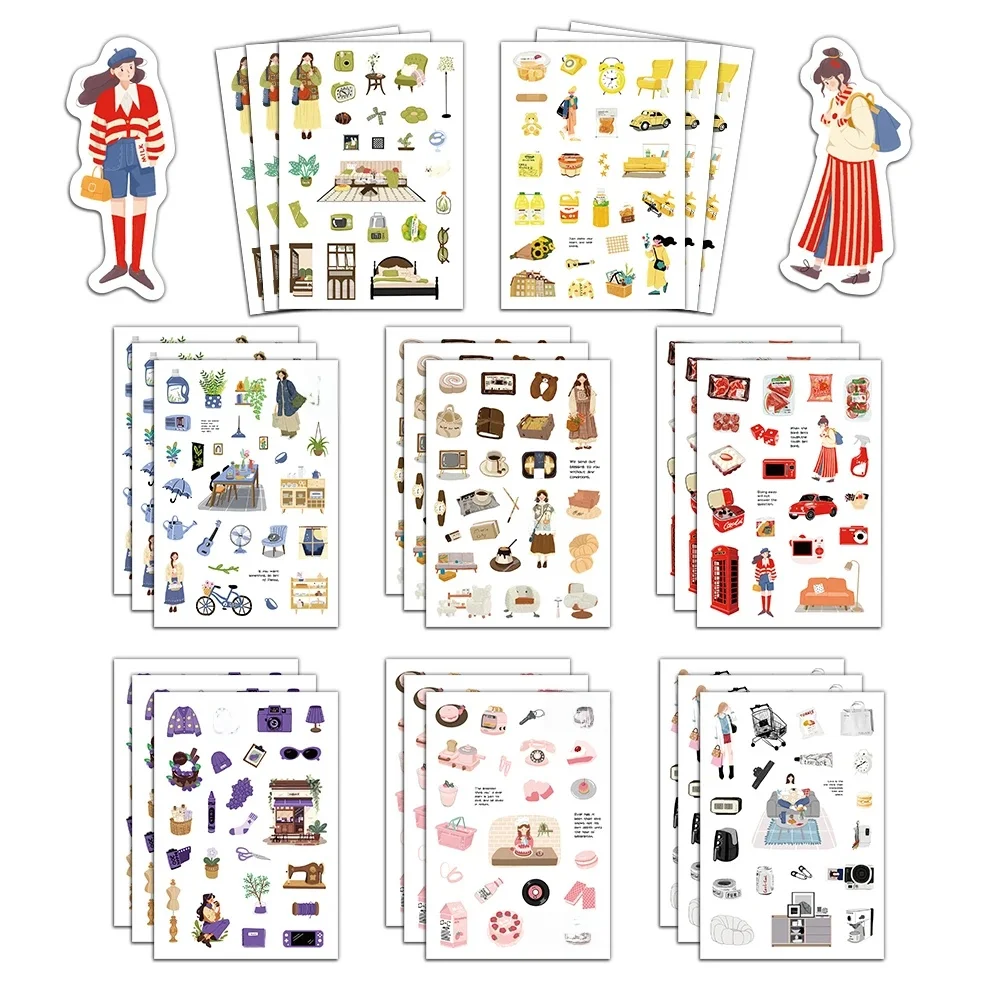 8 pièces week-end vie bricolage autocollants guérison paresseux main compte matériaux coques de téléphone ordinateur portable valises tasses d'eau autocollants imperméables